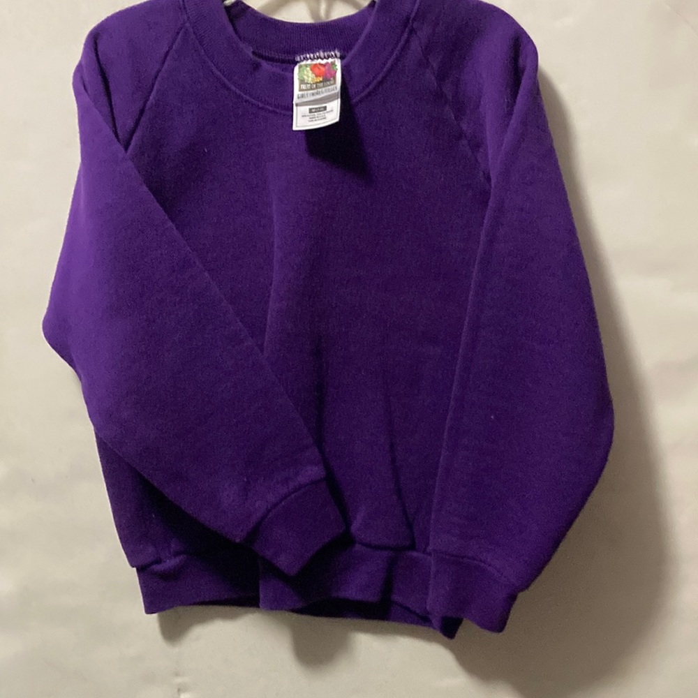 Girls Sz 7/8 FRUIT OF THE LOOM PURPLE SWEATSHIRT; NWOT